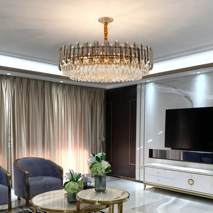 lustre de luxe moderne en cristal transparent pour décoration intérieure