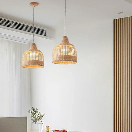 Suspension bambou tressage vigne style wabi sabi rétro personnalisé — LZ4X9P