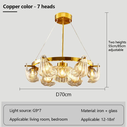 Lustre en verre coquille avec lampes LED créatives — LZ4N7Q2J