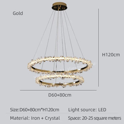 Lustre en cristal de luxe avec anneau doré lumineux et élégant — LZ4X9P