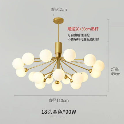 Lustre suspension en verre style nordique pour restaurant et salon — LZ4X9Q2N