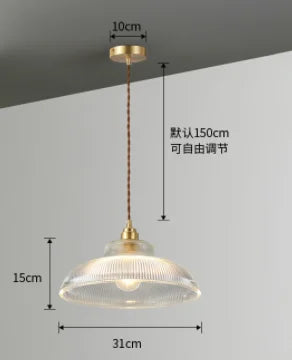 Lustre rétro en cuivre avec abat-jour en verre pour intérieur — LZ4X9P