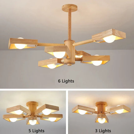 Lustre suspension en bois style nordique pour décoration d’intérieur — LZ4P9XJ