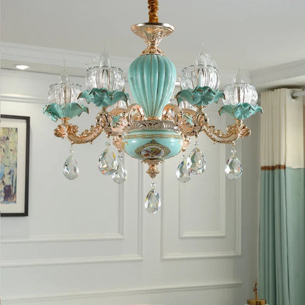 Lustre suspension style européen rétro en cristal et céramique — LZ4D9XQ