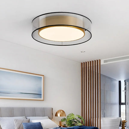 Plafonnier vintage en PVC avec éclairage cuivre et bande LED intégrée — LZ4X9T