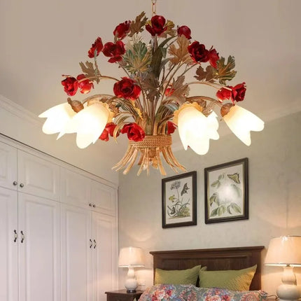 Lustre suspension en verre style rétro américain pour intérieur élégant — LZ4X9M