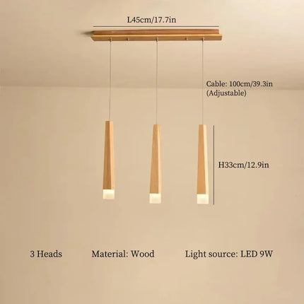 Lustre LED en bois style nordique pour décoration intérieure — LZ4X9T