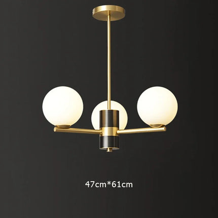 Suspension luxe en cuivre doré avec globes en verre blanc — LZ4X9P2