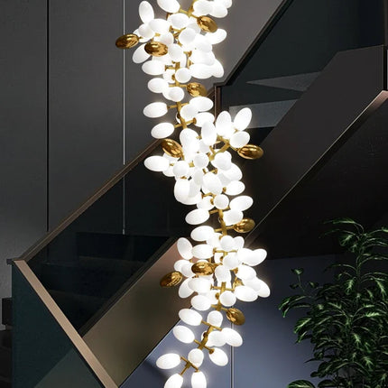 Lustre suspension en verre blanc style postmoderne — LZ4X9J