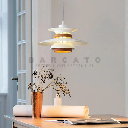 Lustre suspension LED design danois en noyer rétro — LZ4P9XJ