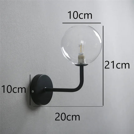 Applique murale nordique en métal avec globe en verre courbé — LZ4XJ9