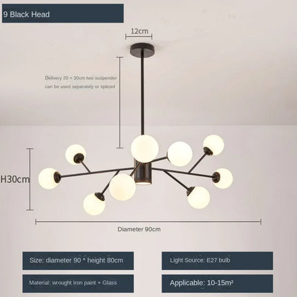 Lustre suspension LED avec globe en verre style nordique — LZ4G7X