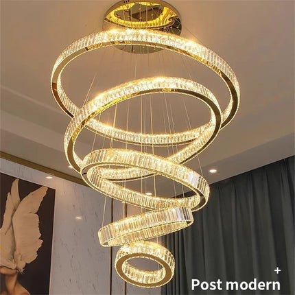 Lustre moderne en cristal avec anneaux réglables pour intérieur — LZ4X9P2