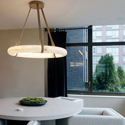 Lustre LED minimaliste en cuivre et marbre naturel — LZ4X9Q2
