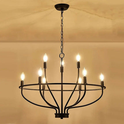 Lustre suspension industriel en fer avec branches circulaires — LZ4X9P