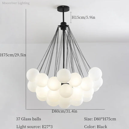 lustre moderne en verre à bulles pour bar et boutique