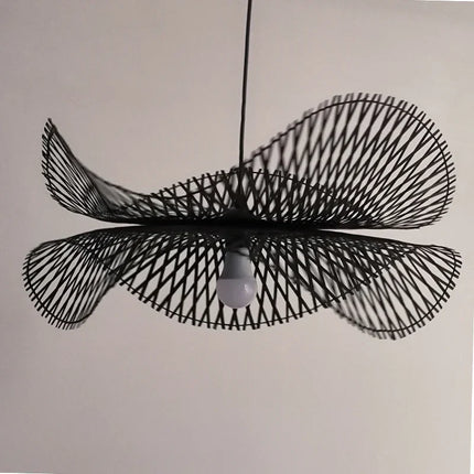 Suspension lustre en bambou fait main avec éclairage LED — LZ4X9T2