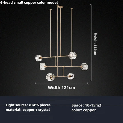 Lustre américain moderne en cristal et cuivre — LZ4X9QJ2