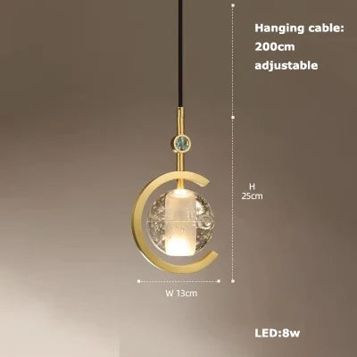 Lustre LED en verre avec ceinture en cuir rétro moderne — LZ4P9XQ