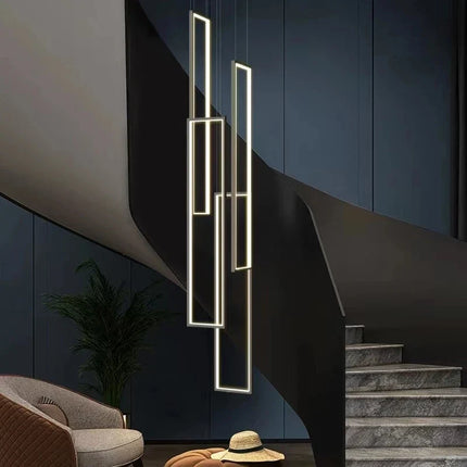 Lustre LED rectangulaire grand modèle finition or noir pour intérieur — LZ4P9XJ
