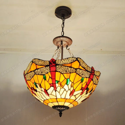 Lampe de chevet en verre Tiffany motif libellule style européen — LZ4D7Q9