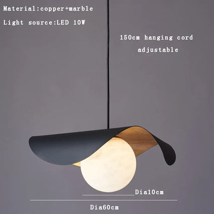 Lustre suspendu en laiton et marbre — LZ4X9Q2N