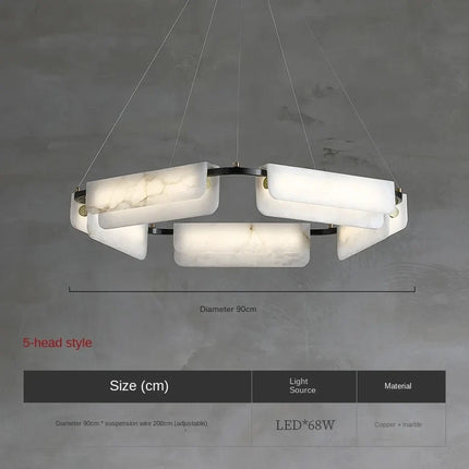 Lustre moderne en marbre naturel et cuivre lumineux — LZ4X9P2
