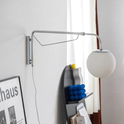 Applique murale moderne à bras long chromé, rotative et rétractable — LZ4QJ7M