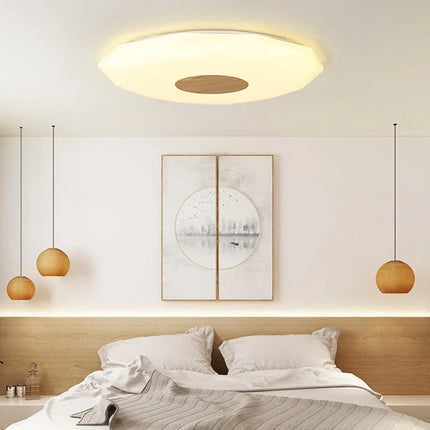 Plafonnier LED minimaliste en bois massif forme étoile diamant — LZ4X9QJ