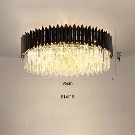 Plafonnier LED ovale en cristal noir doré à intensité variable — LZ4X9J