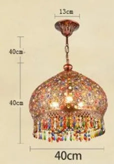 Lustre suspension style bohème vintage en vitrail romantique pour café — LZ3F9XQ