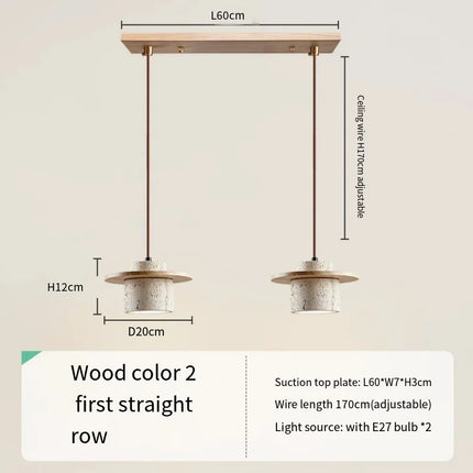 Suspension LED minimaliste japonaise en noyer et travertin — LZ4X9P