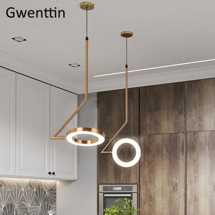 Lustre suspension moderne en anneau lune pour décoration intérieure — LZ4Q7M2