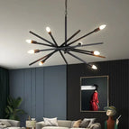Corps de lampe noir / 4 têtes / Lumière 3 couleurs