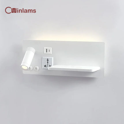Applique murale avec lampe de chevet, chargeur sans fil USB-C et projecteur rotatif — LZ4X9P2