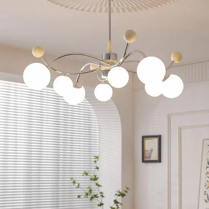 lustre à led en verre et fer pour décoration intérieure