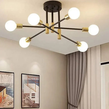 Lustre LED moderne semi-noir blanc et or pour salon et chambre — LZ4M9Q2