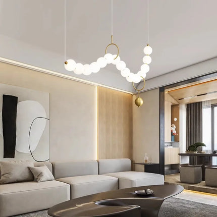 Lustre suspension blanc en acrylique orné de perles — LZ4X9Q2