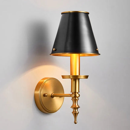 Applique murale LED en laiton avec abat-jour noir décoratif — LZ4P9XQ