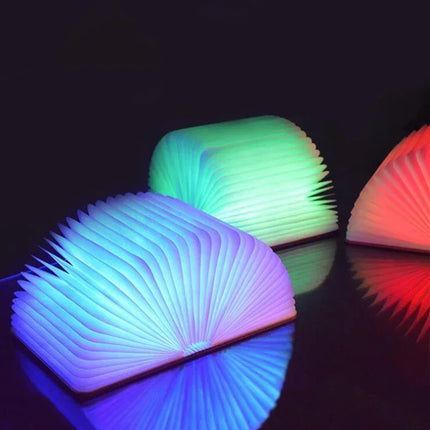 Lampe de table pliable 3D LED RGB USB en bois style livre pour enfant — LZ4X9P2