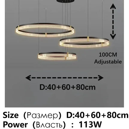 Lustre LED anneau moderne en acrylique avec cercle intérieur — LZ4X9M
