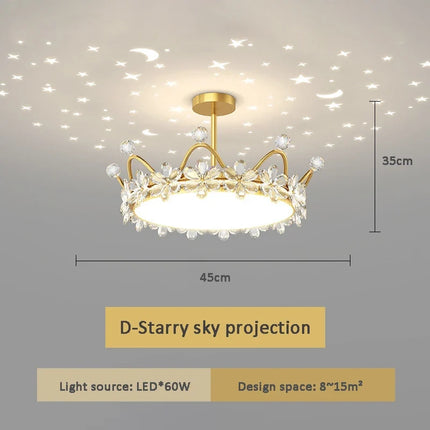Lustre en cristal avec couronne dorée et étoile pour décoration enfant — LZ4X9P2