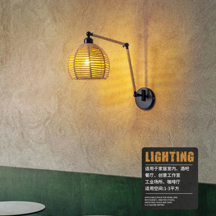 Applique murale pliante rétro en corde de chanvre décorative — LZ4X9T2