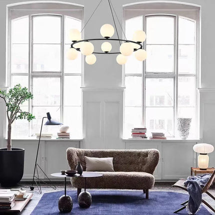 Suspension en verre blanc au design nordique pour intérieur décoratif — LZ4M9X