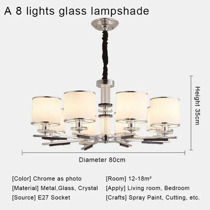 Lustre nordique en cristal avec métal chromé et verre transparent — LZ4X9M