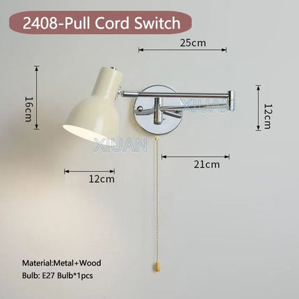 Applique murale LED à bras pivotant avec abat-jour en tissu plissé et métal — LZ4X9JQ