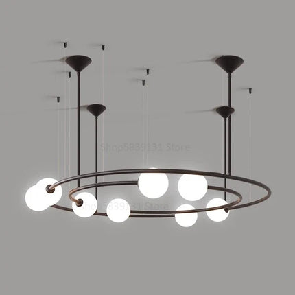 Lustre moderne créatif en verre LED forme planète orbitale — LZ4X9Q