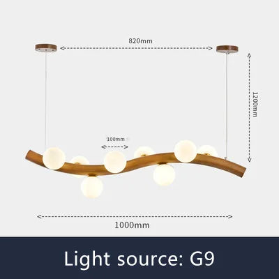 Suspension en bois massif avec globe en verre simple — LZ4X9P