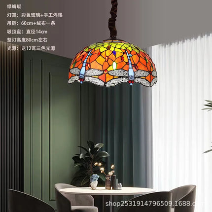 Lustre suspension en verre teinté style méditerranéen pour restaurant et hall — LZ4XJ9