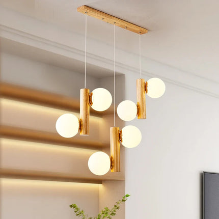 Suspension en bois et verre pour éclairage de restaurant — LZ4X9Q2M